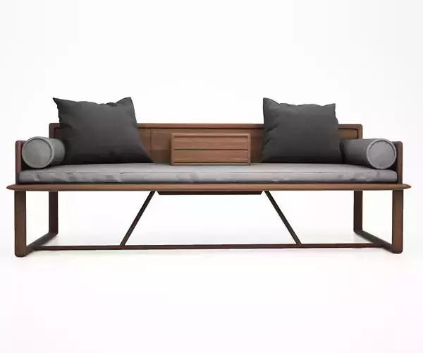 Ocean bed pure solid wood sofa Chinese Ming heart series 3D model