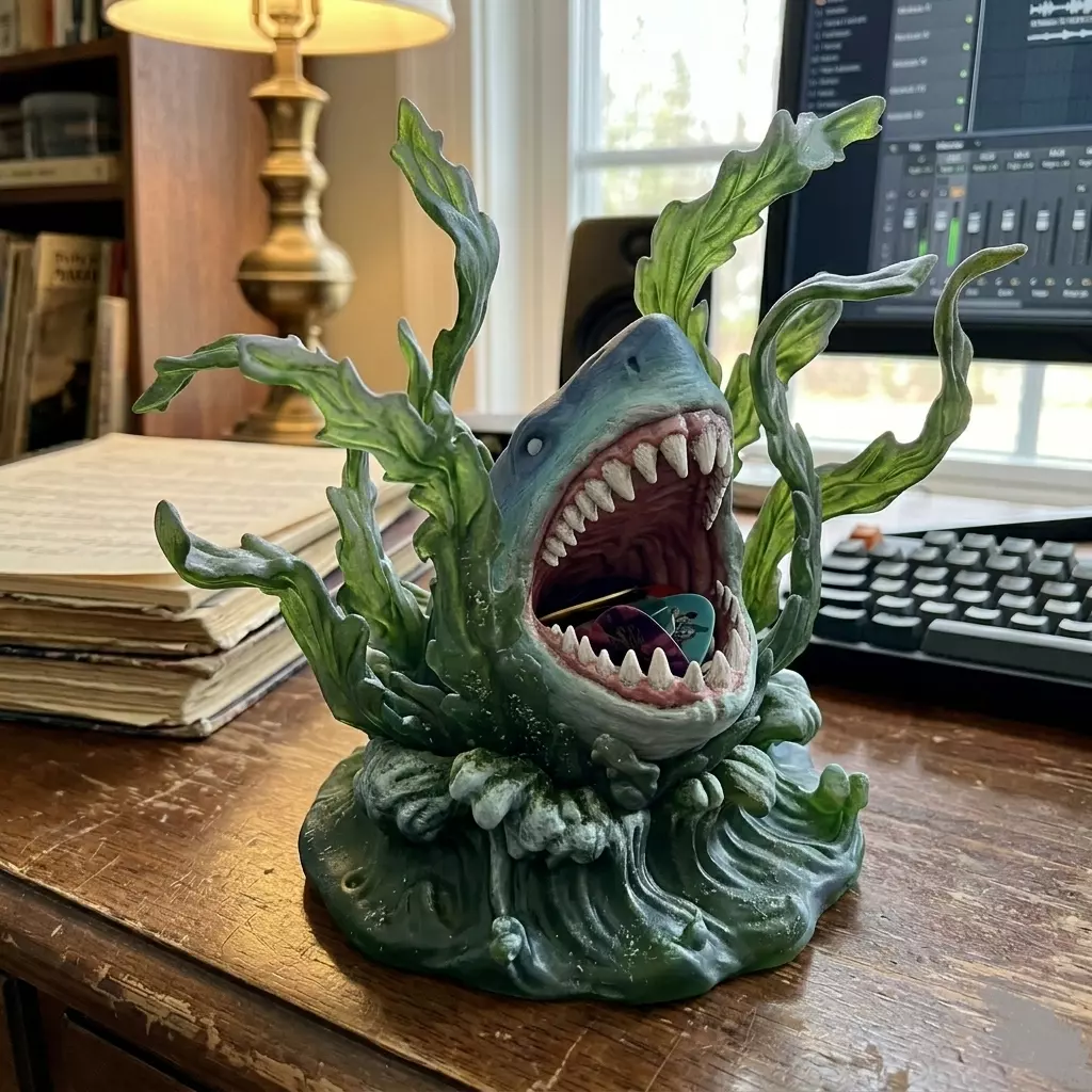 Shark Guitar Pick Holder STL-Desktop Organizer-Aquarium Ornament 3D print model