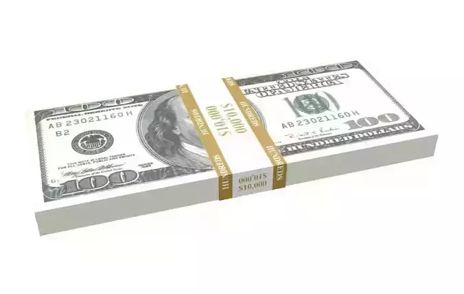 Stack of Hundred-Dollar Bills Low-poly 3D model