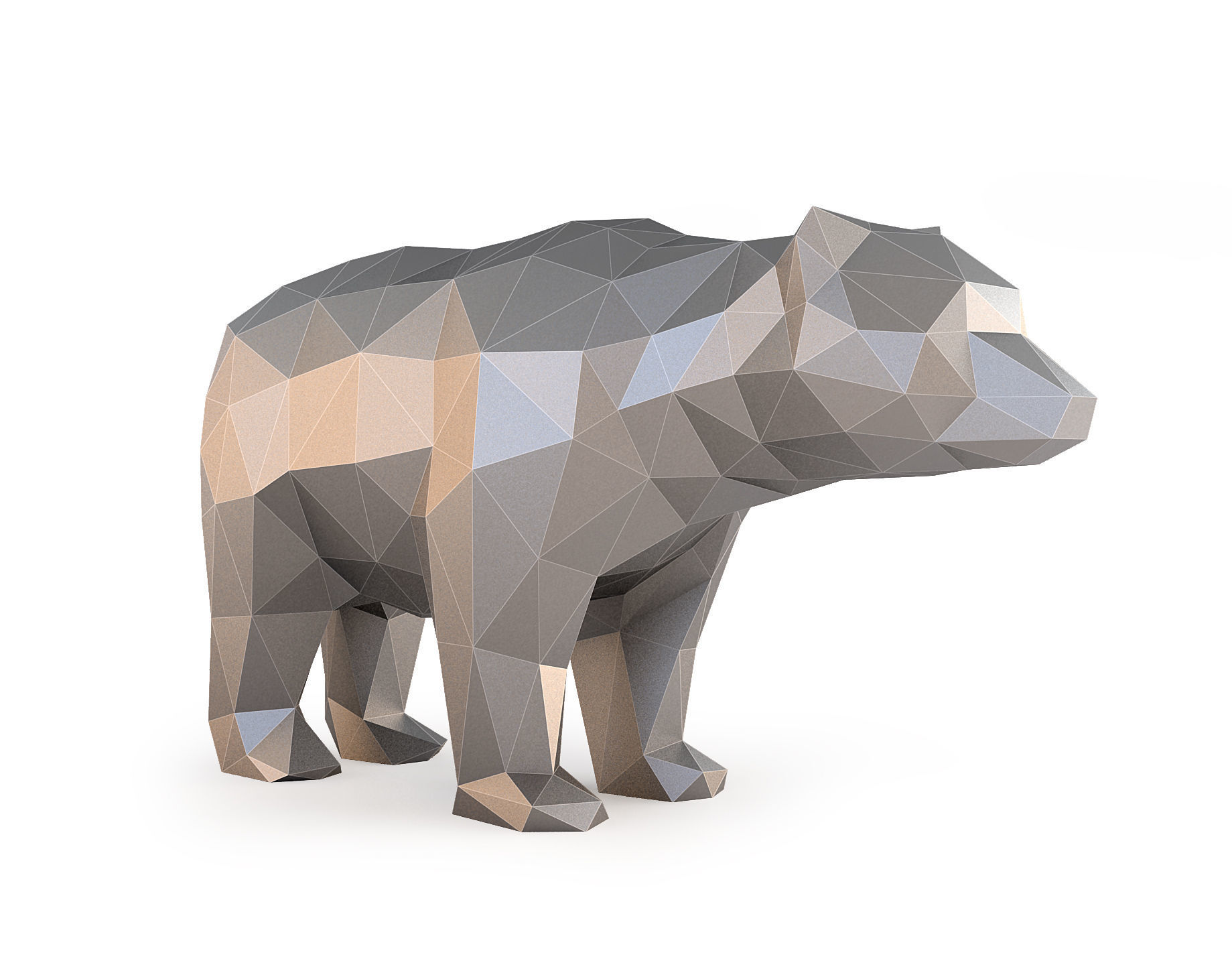 Low Poly Bear polygonal Low-poly 3D model_2