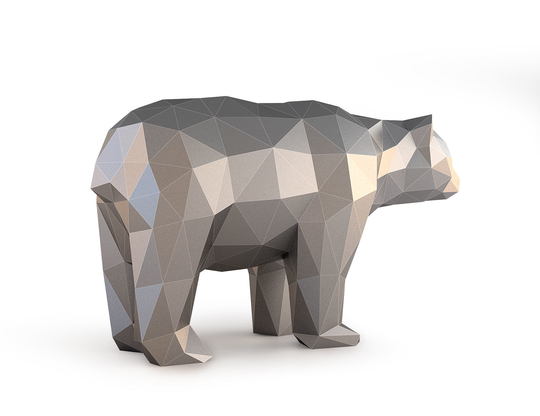 Low Poly Bear polygonal Low-poly 3D model_4