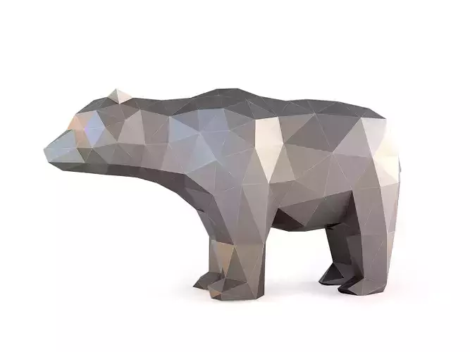 Low Poly Bear Sculpture