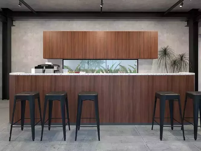Industrial-Tropical Coffee Shop 3D model