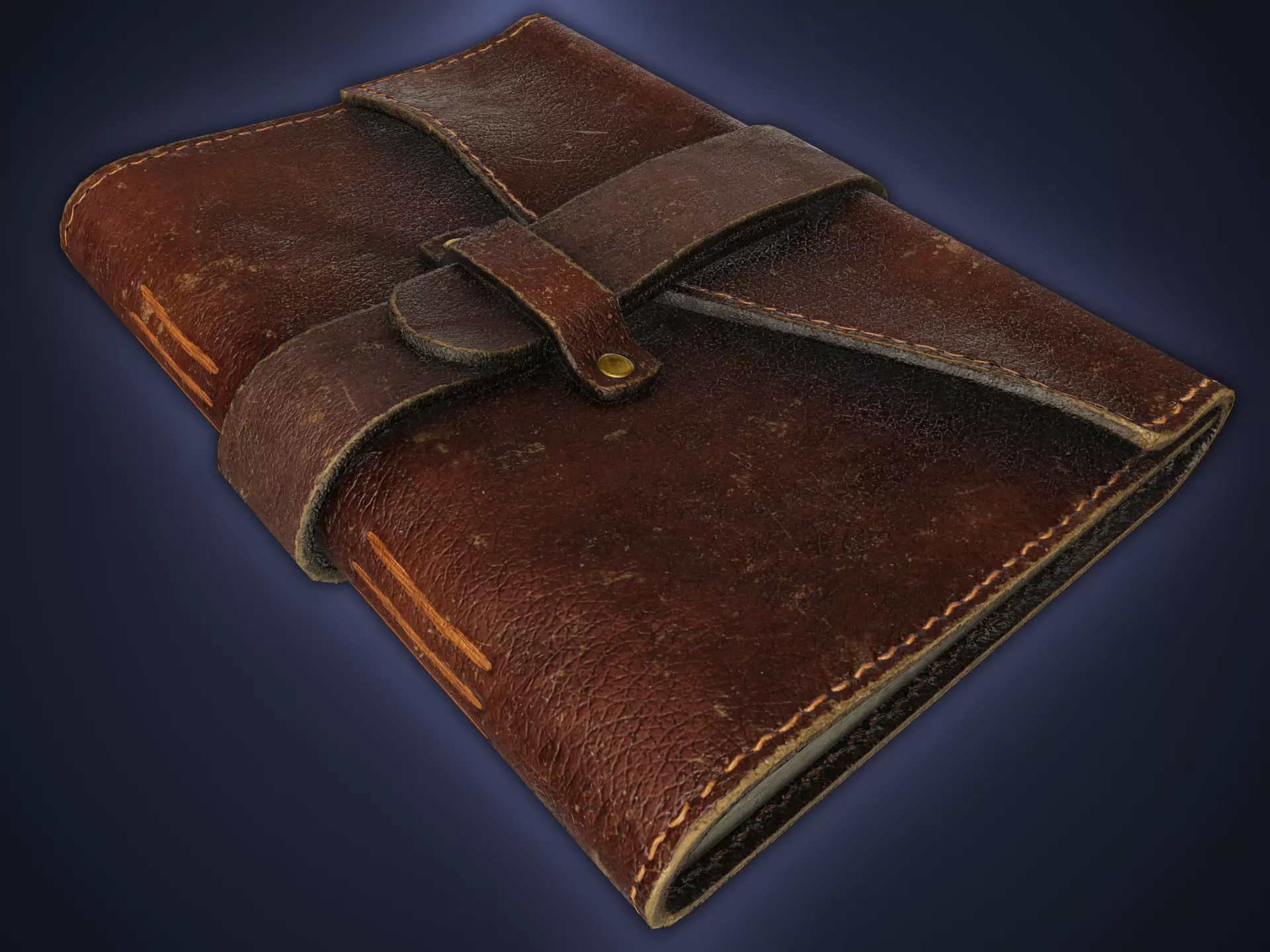 Game Ready Vintage Explorer Leather Journal - Low-poly 3D model