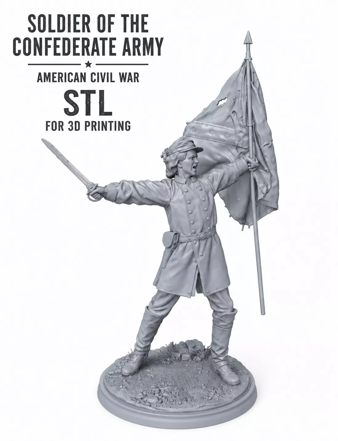 Confederate Soldier STL File for 3D Printing 3D print model