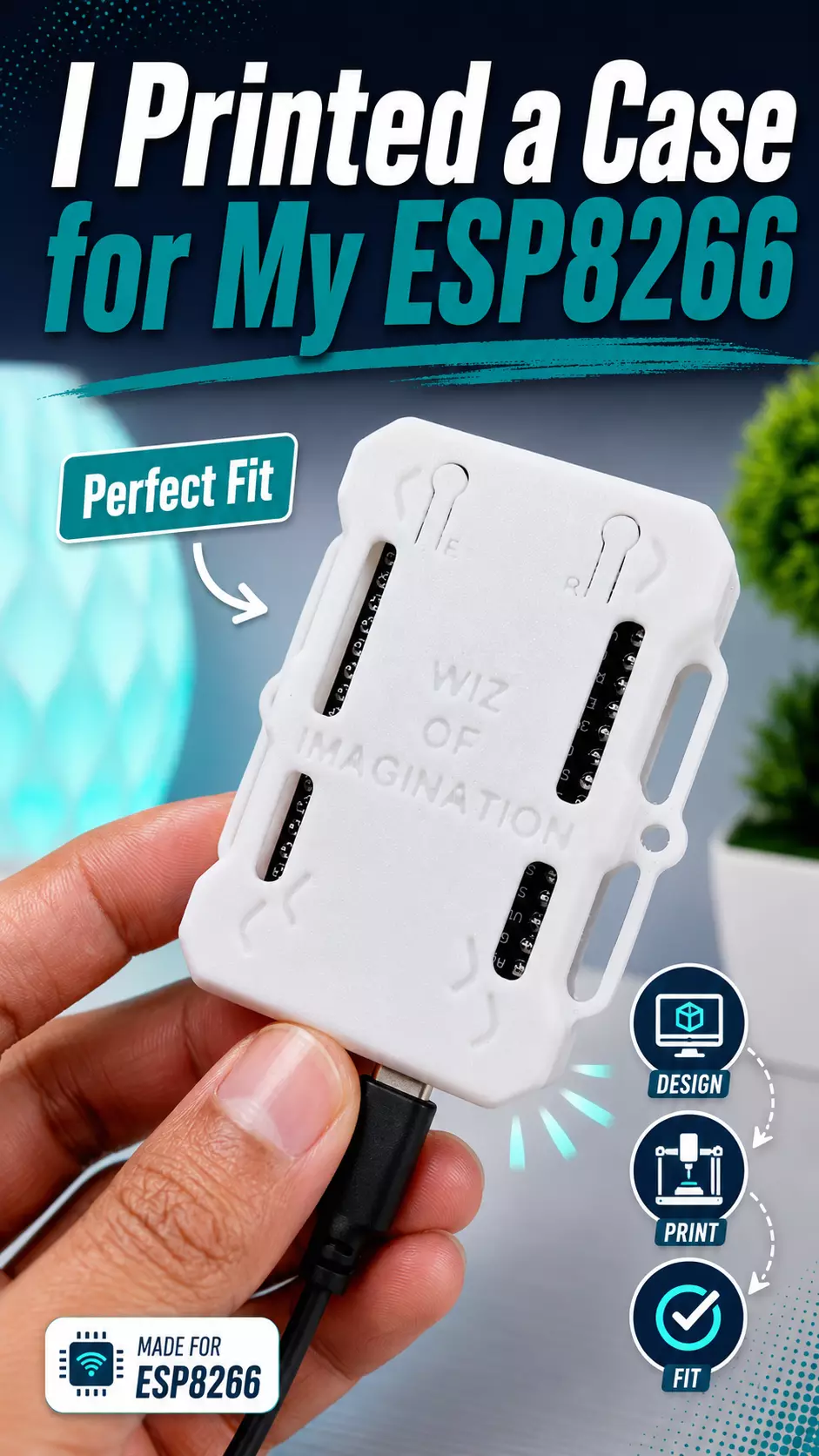 I Designed a Custom ESP8266 Enclosure 3D Printed Case Free 3D print model