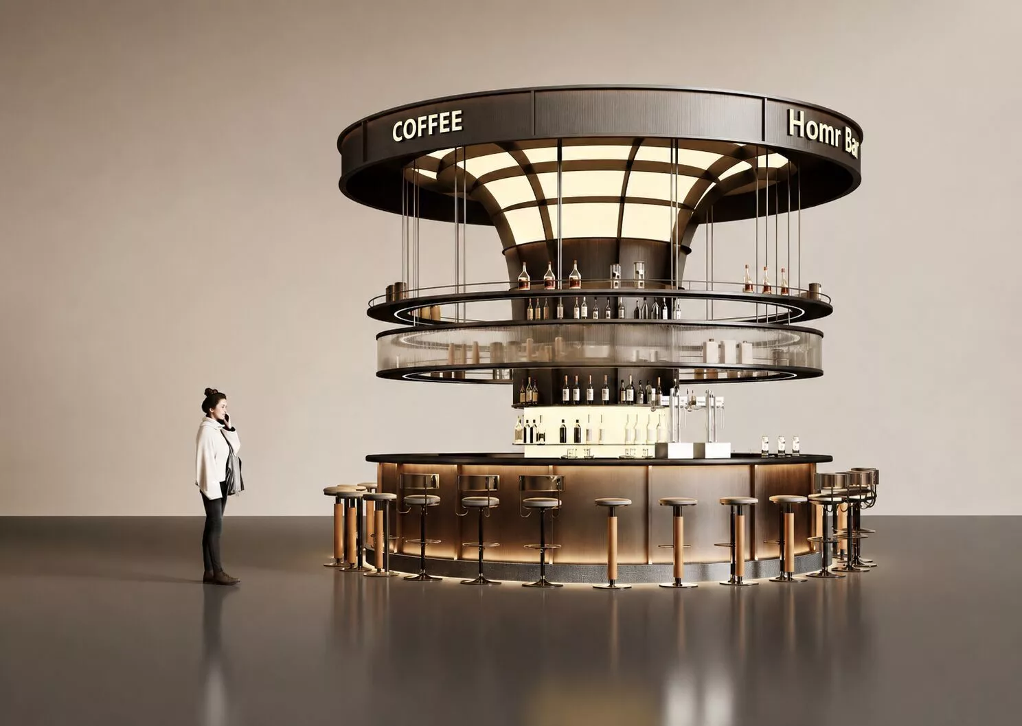 Futuristic Circular Coffee Bar Kiosk Exhibition Booth Collection 3D model