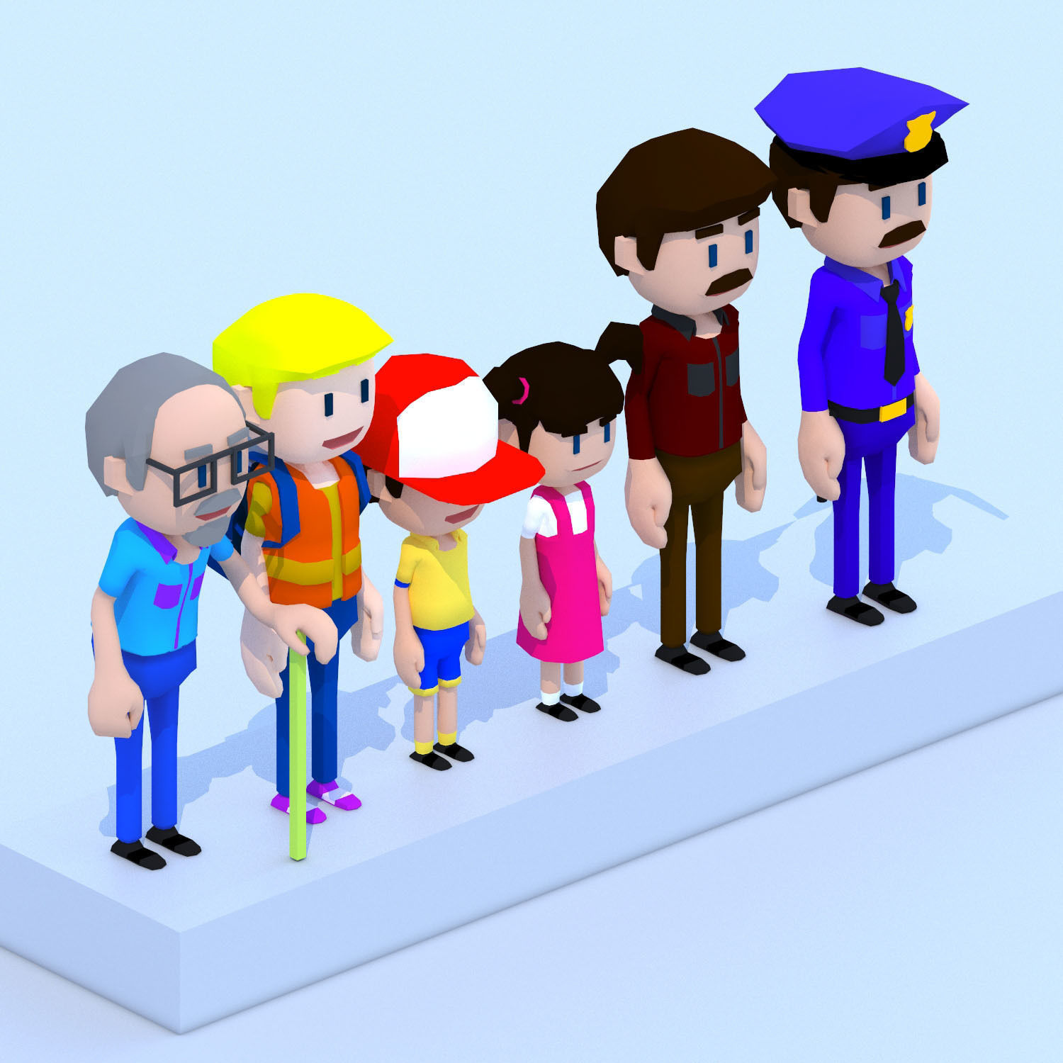 Complete Low Poly People  Low-poly 3D model_3