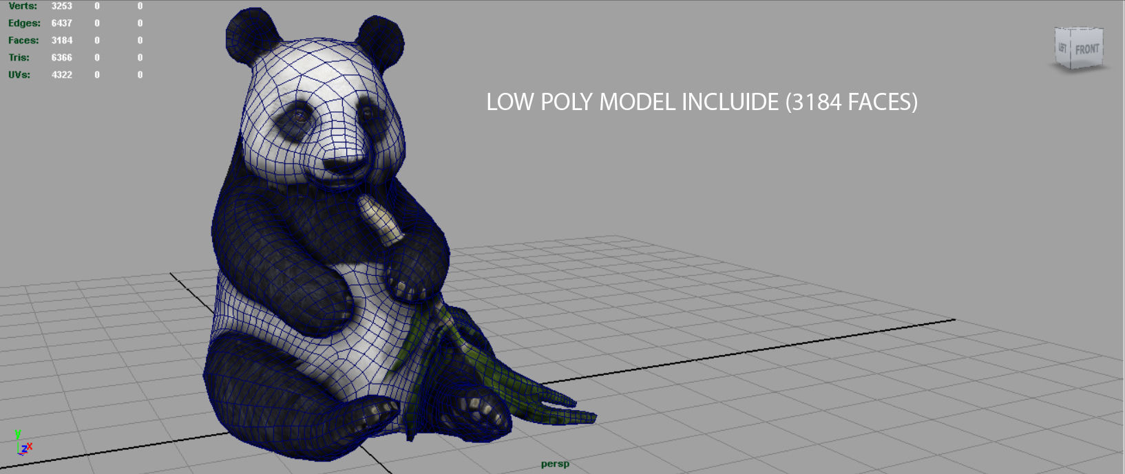 PANDA bear holding leaf Low-poly 3D model_10