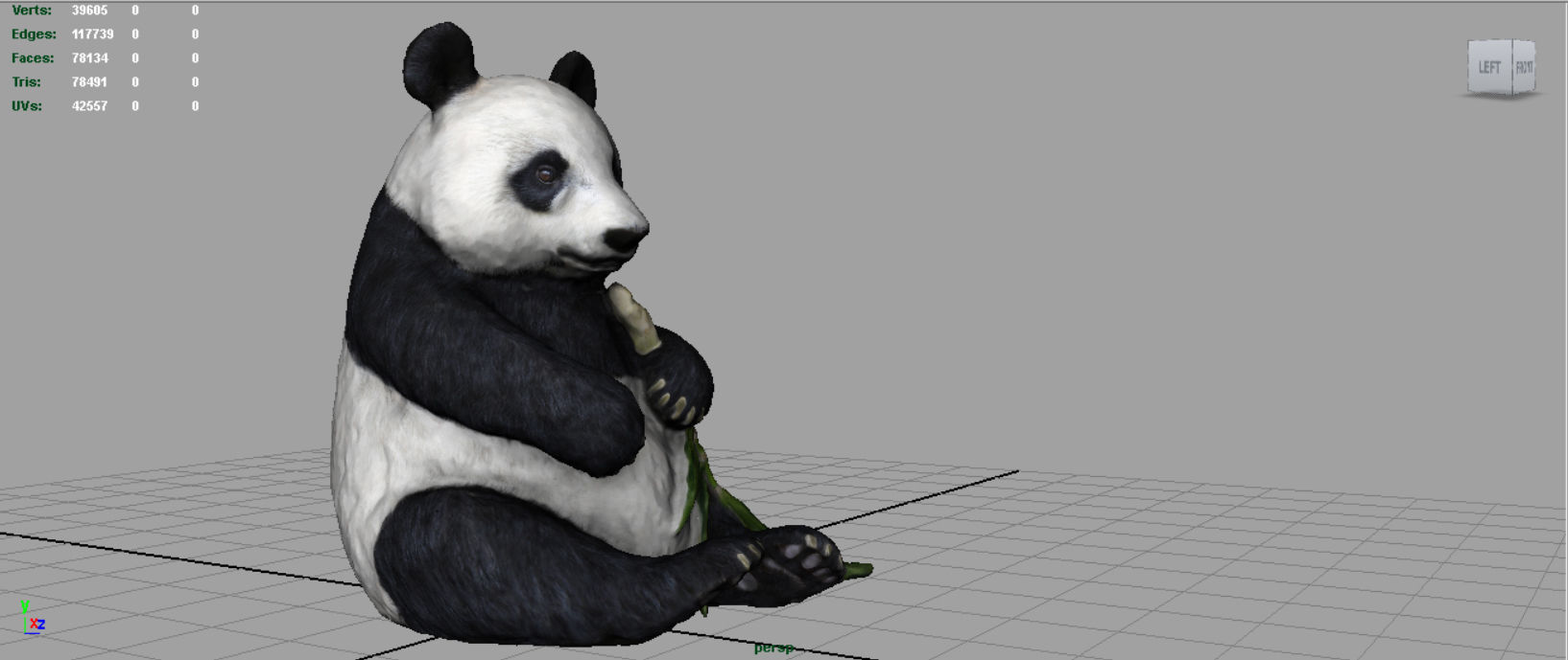 PANDA bear holding leaf Low-poly 3D model_18