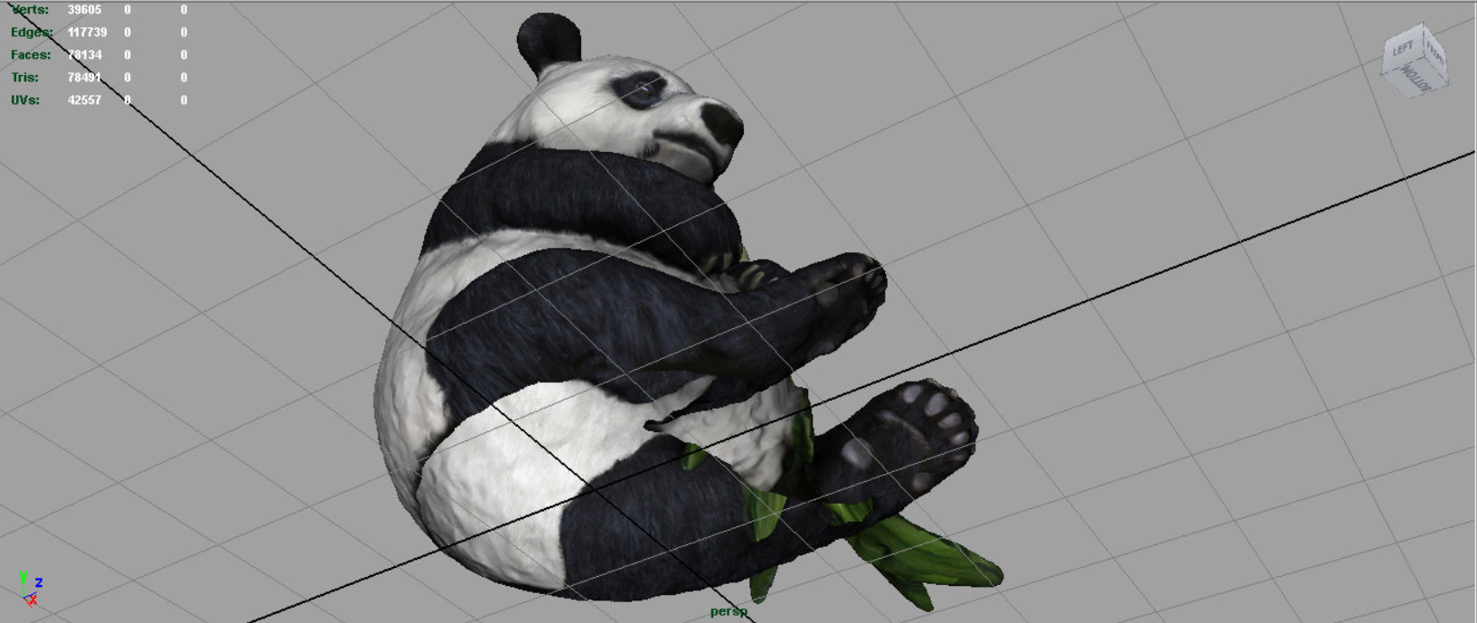 PANDA bear holding leaf Low-poly 3D model_16