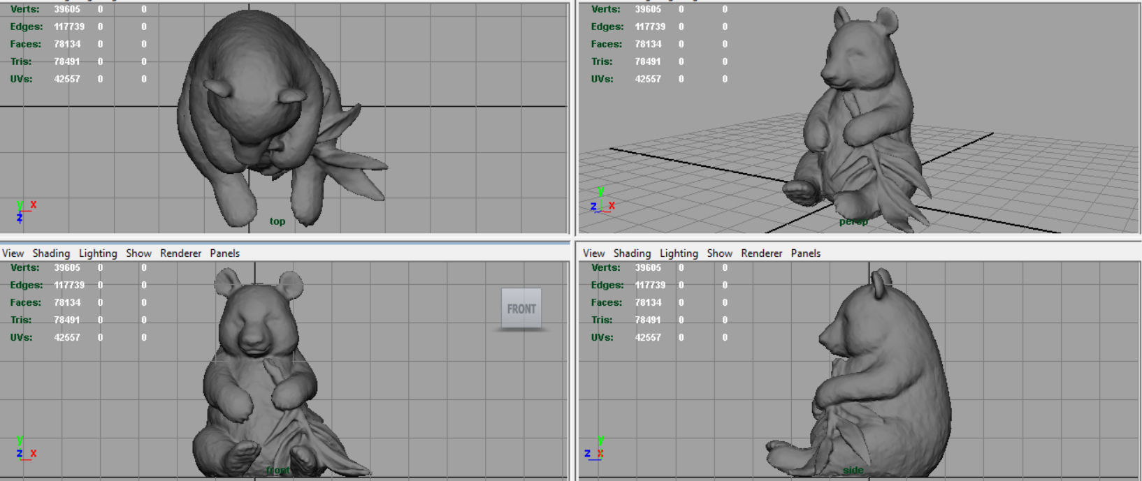 PANDA bear holding leaf Low-poly 3D model_14