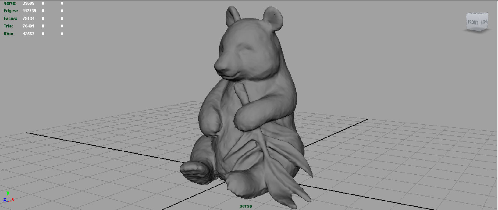 PANDA bear holding leaf Low-poly 3D model_3