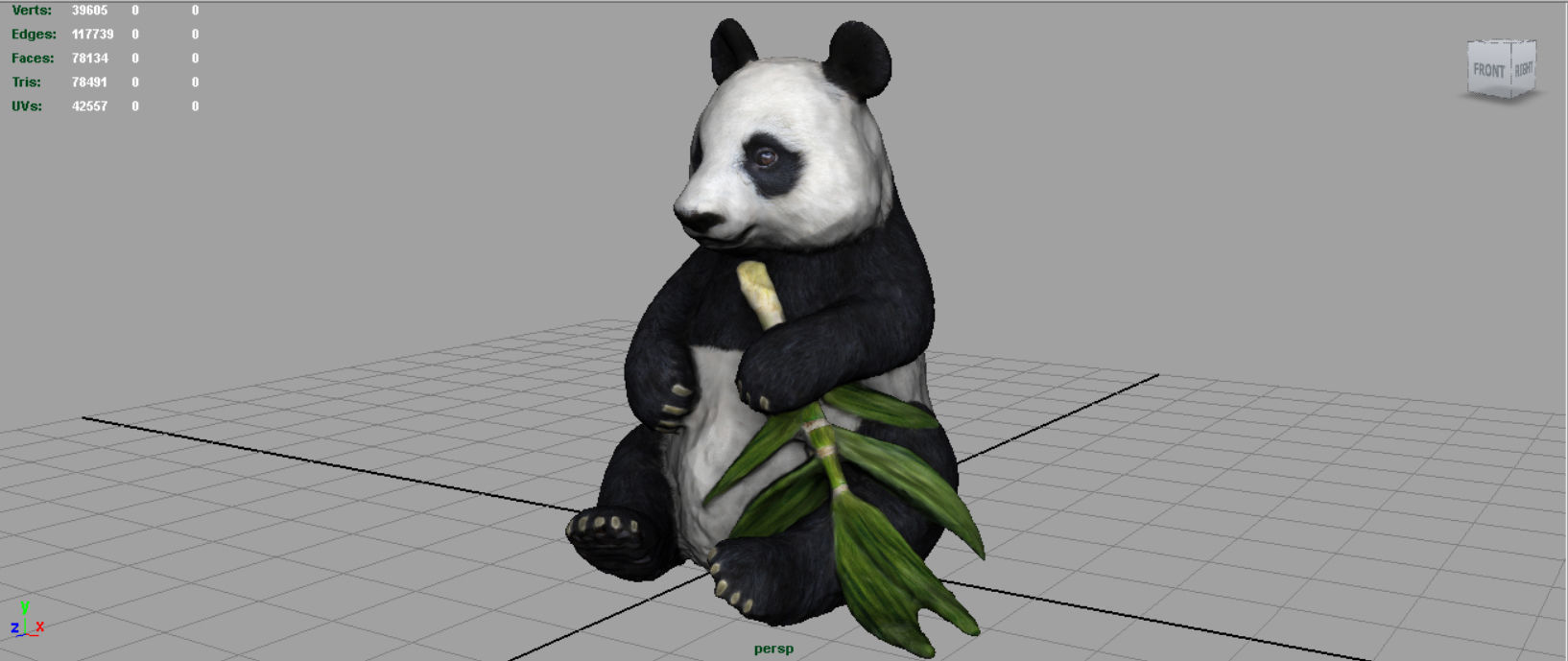 PANDA bear holding leaf Low-poly 3D model_5