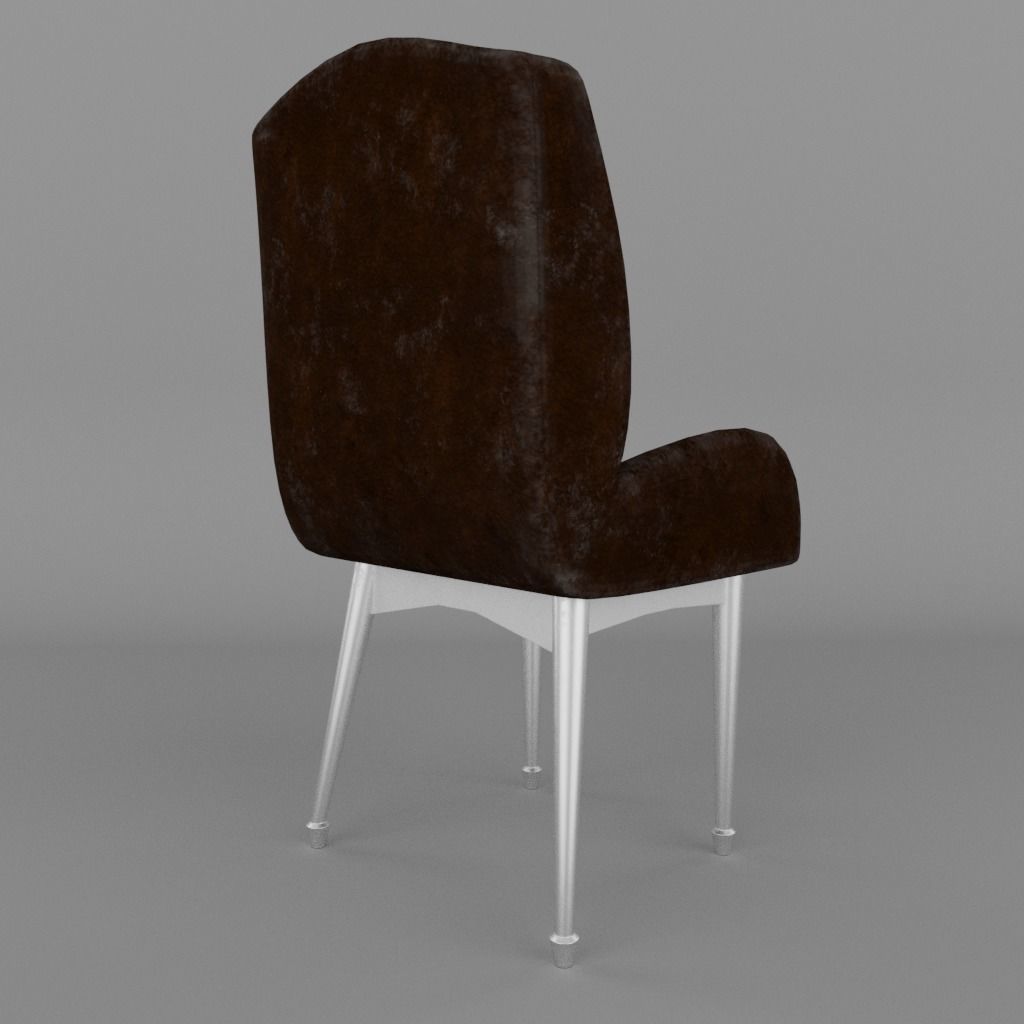 Low-poly old chair and table game asset Low-poly 3D model_6