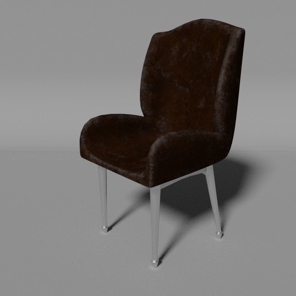 Low-poly old chair and table game asset Low-poly 3D model_4