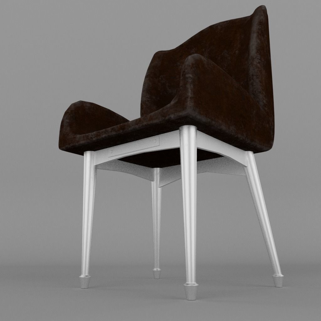 Low-poly old chair and table game asset Low-poly 3D model_5