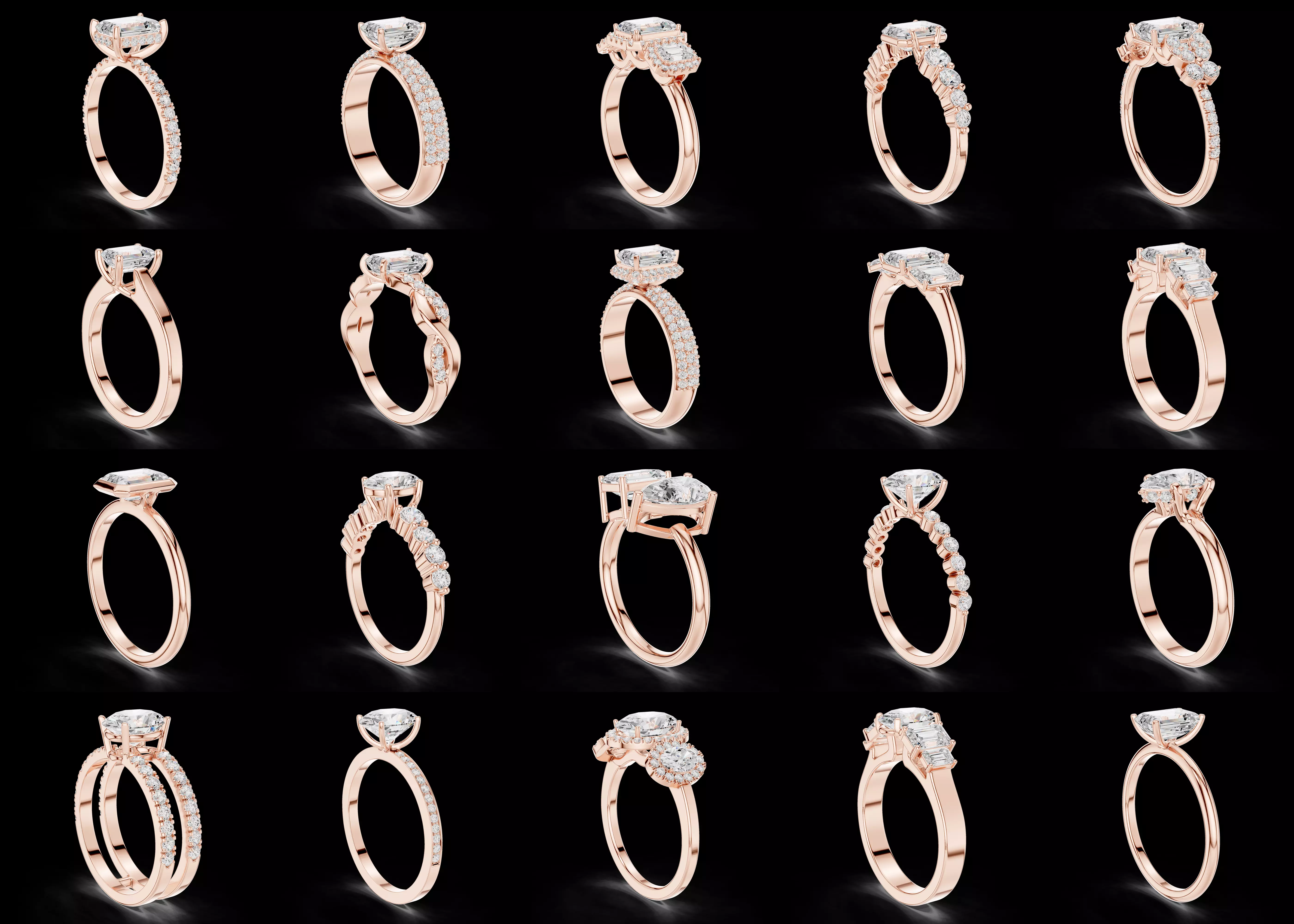 20 Premium Ring Combo Pack STL and 3DM CAD Models 3D print model