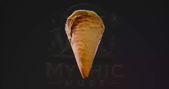 Low Poly Ice Cream Scoop Wafer Cone 3D Model - Dessert Asset Low-poly 3D model 5