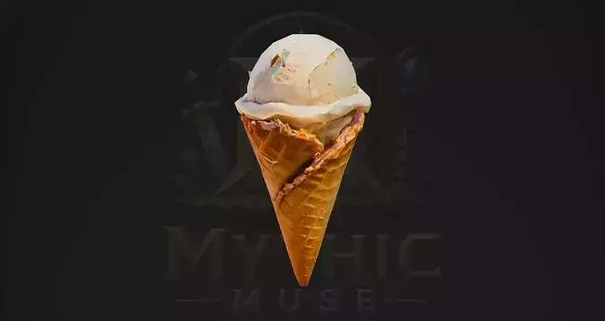 Low Poly Ice Cream Scoop Wafer Cone 3D Model - Dessert Asset Low-poly 3D model