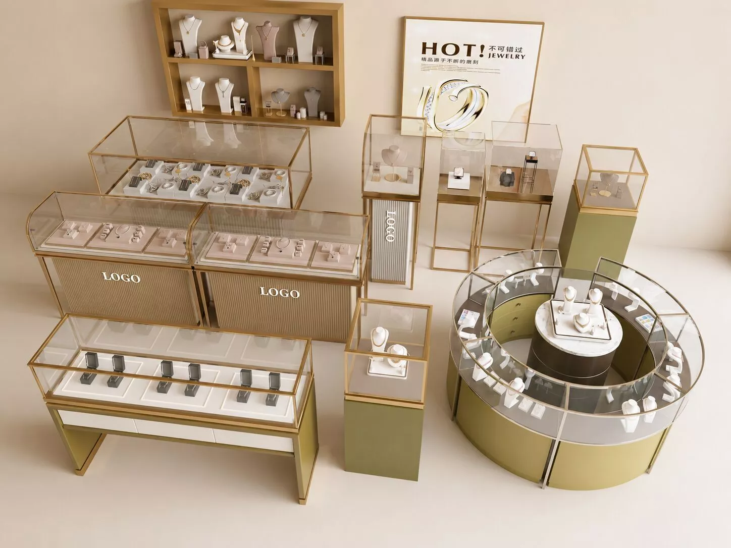 Luxury Jewelry Store Display Showcase Collection 3D model