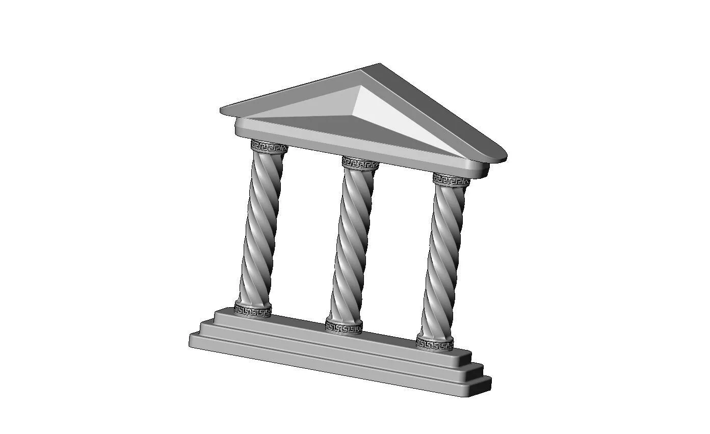 Vintage pattern twisted pillars Parthenon relief alter 3D print model