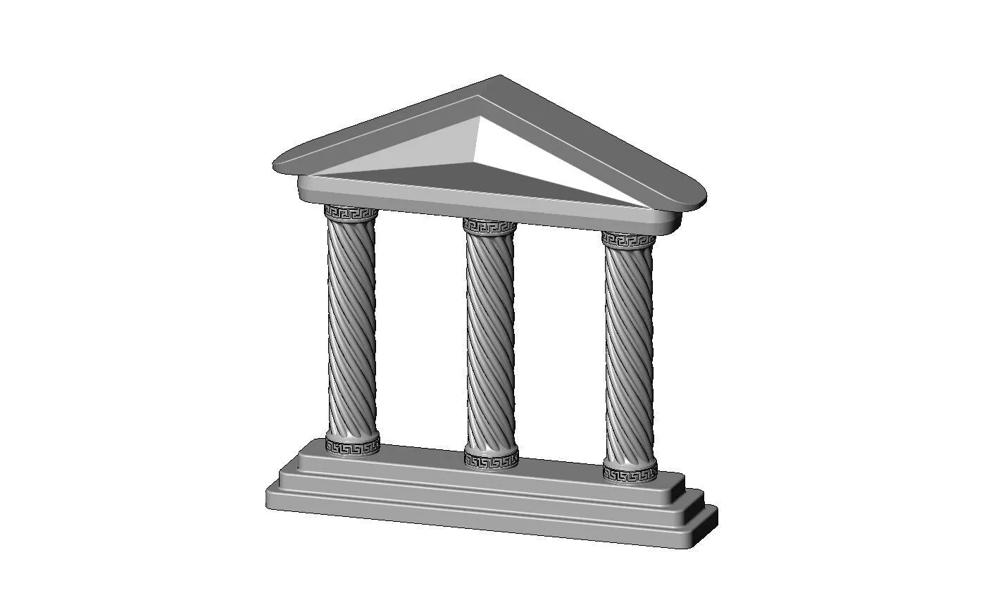 Vintage pattern twisted rope pillars Parthenon relief alter 3D print model