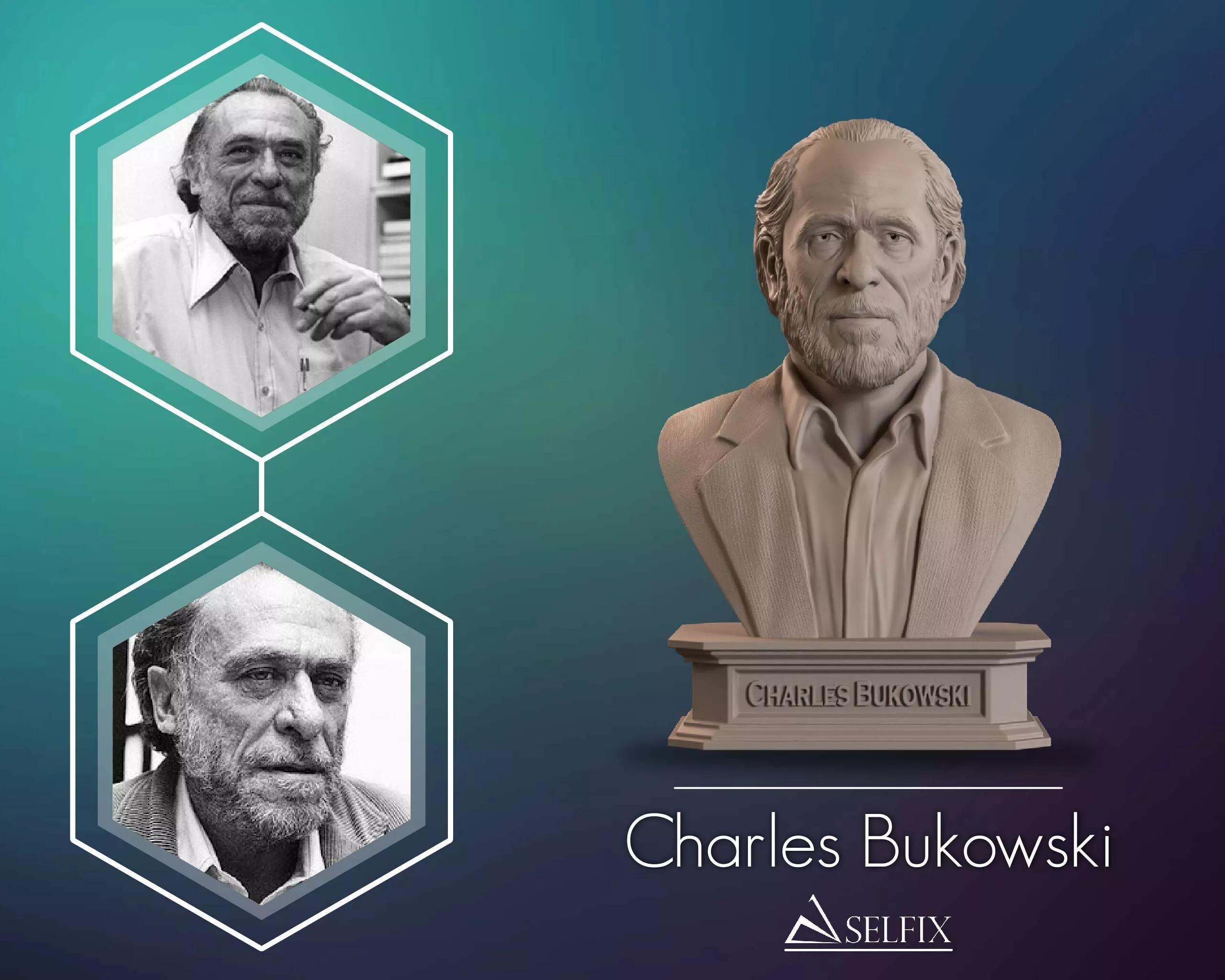Charles Bukowski Bust Sculpture 3D print model