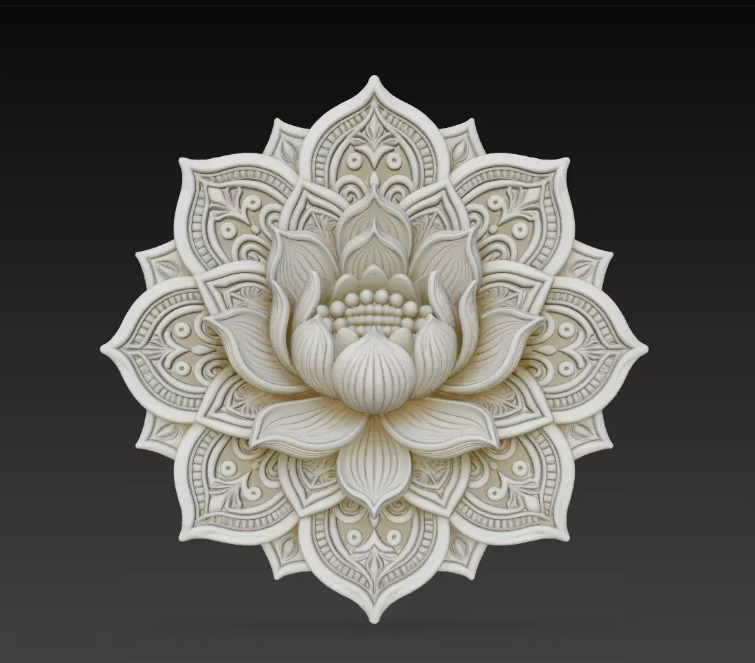 Layered Lotus Mandala STL Floral Wall Relief Decor Model 3D print model