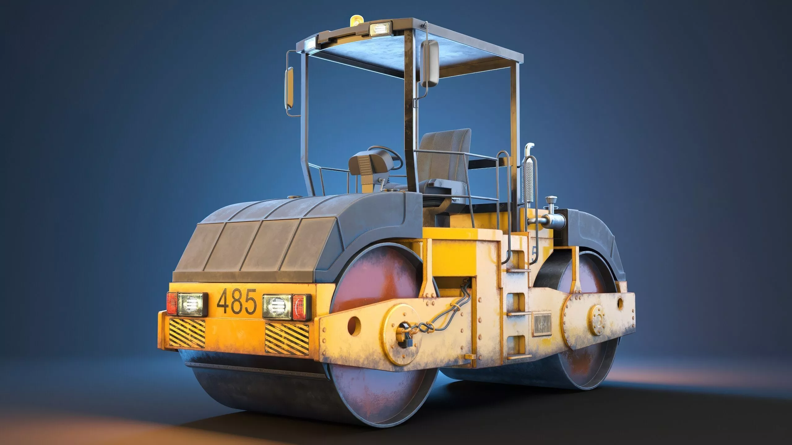 Road Roller Machine PBR 3D model
