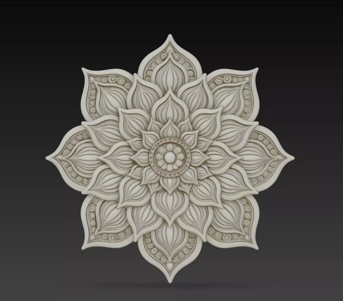 Lotus Mandala Relief STL Floral Wall Ornament Model 3D print model