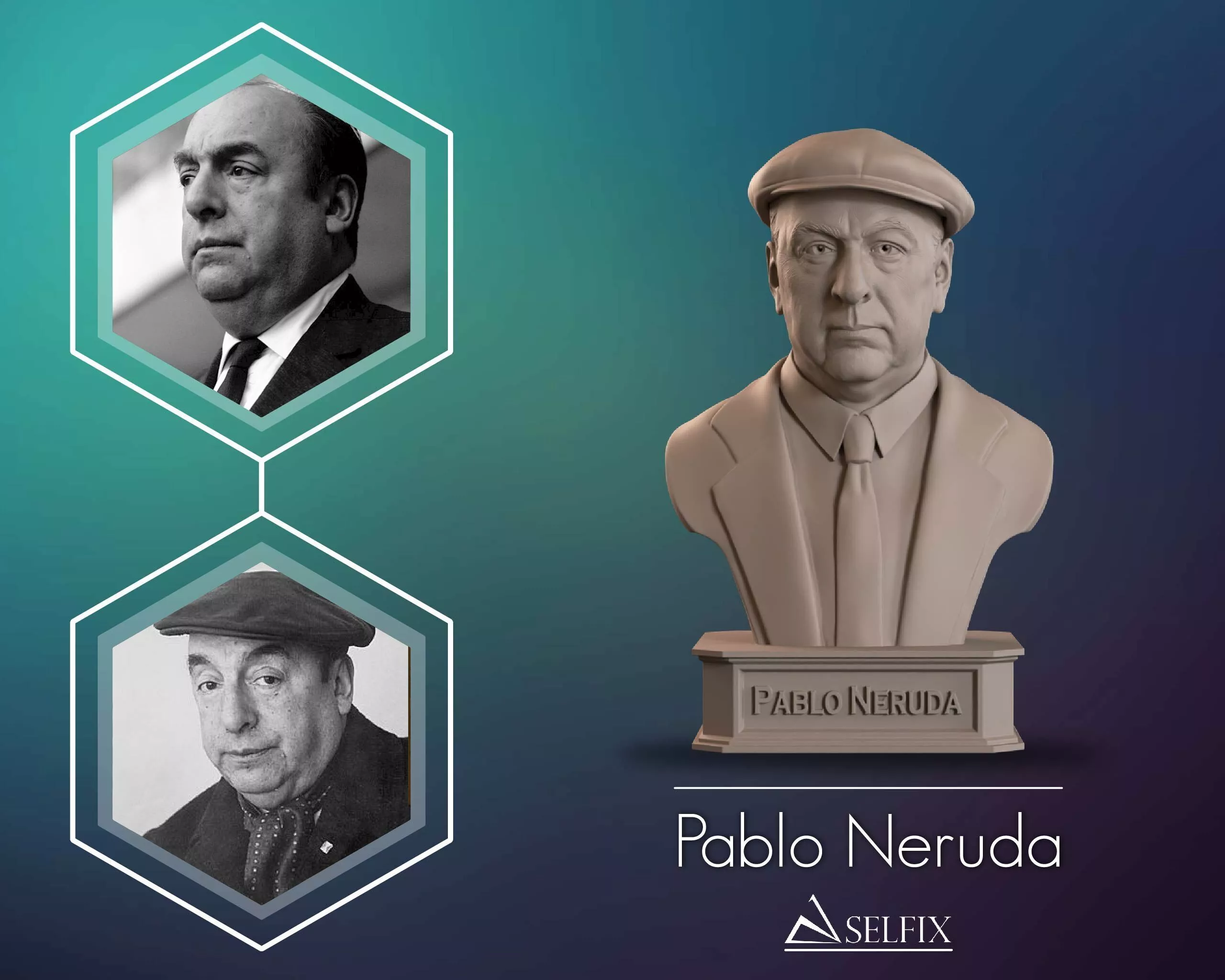 Pablo Neruda Bust Sculpture 3D print model