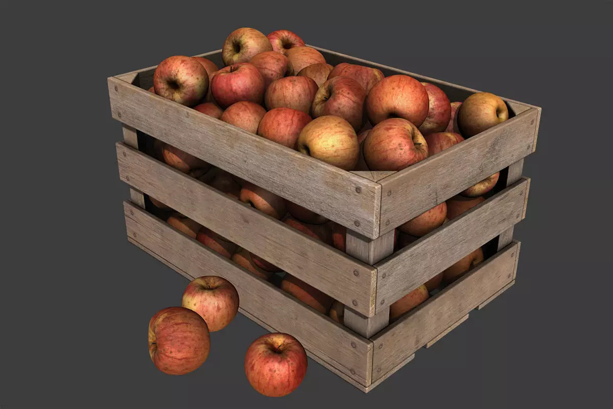 Crate with Red Apples 3D model_0
