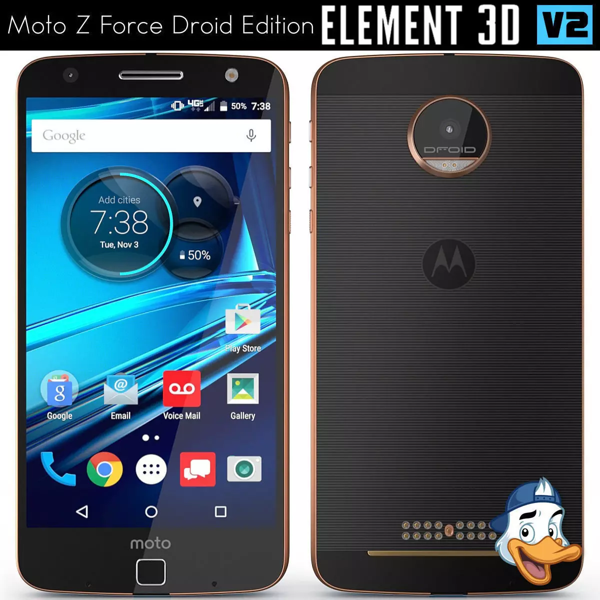 Moto Z Force Droid Edition for Element 3D 3D model