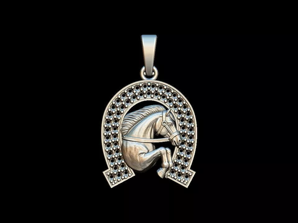 Horse with horseshoe pendant 3D print model