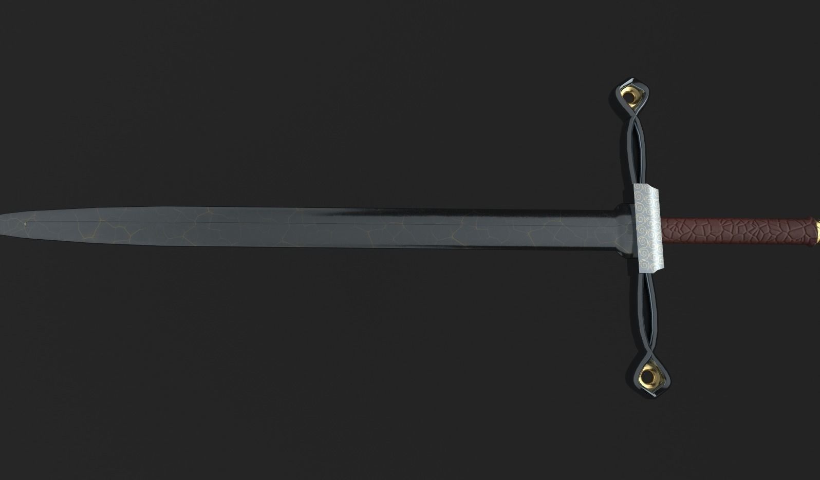 Fancy Golden Sword Low-poly 3D model_2