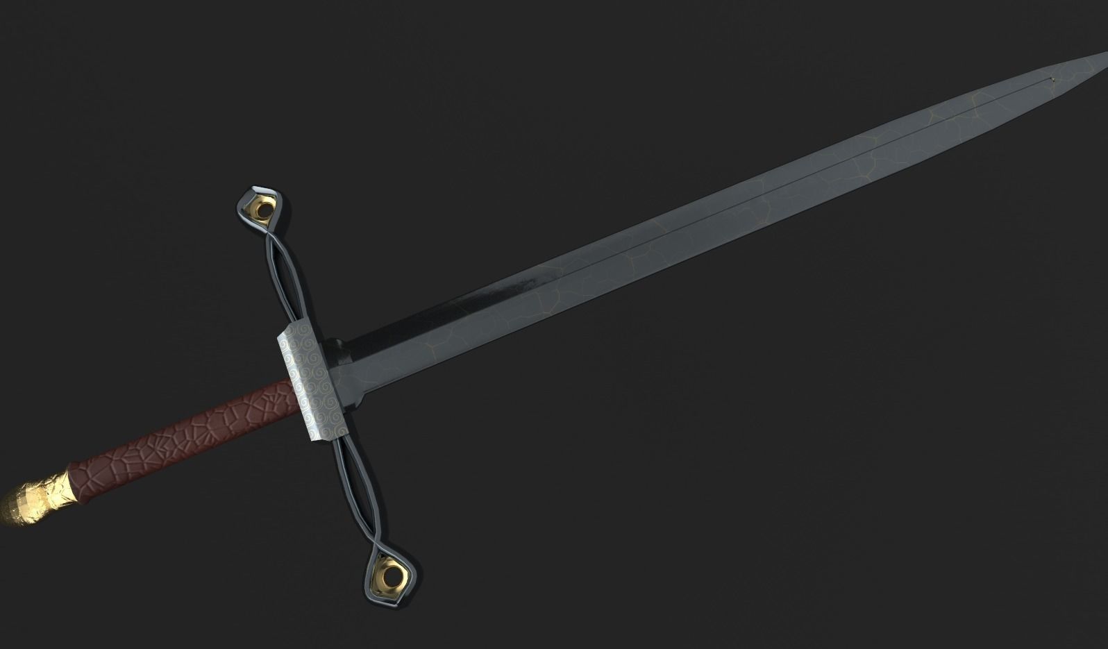 Fancy Golden Sword Low-poly 3D model_0