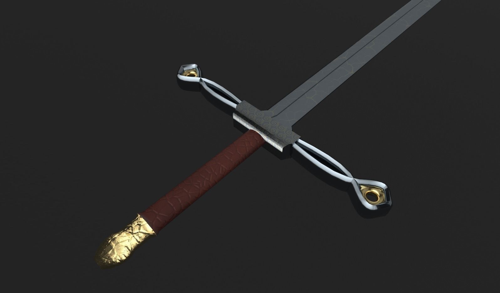 Fancy Golden Sword Low-poly 3D model_1