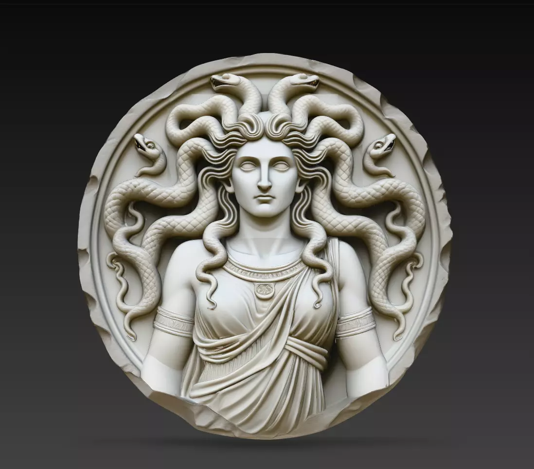 Medusa Serpent Maiden Relief Greek Mythology Wall Art STL Model 3D print model