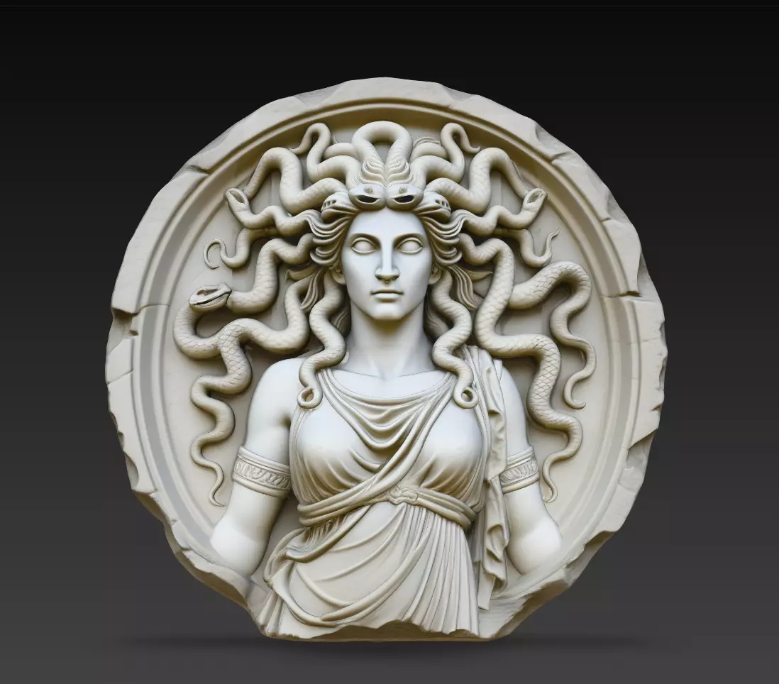 Medusa Gorgon Relief Ancient Mythology Wall Sculpture STL Model 3D print model