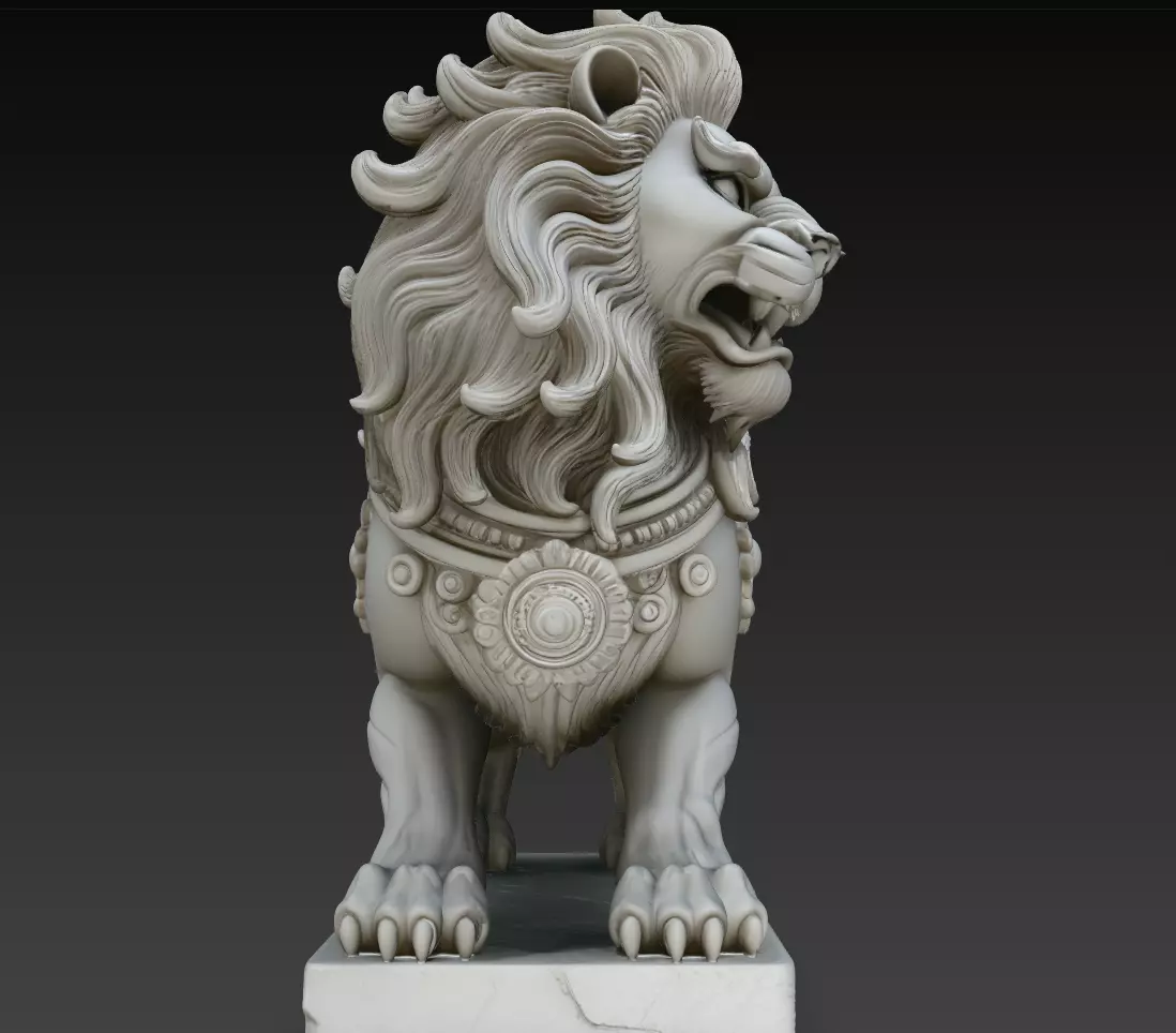 Side Profile Lion Guardian STL Royal Animal Statue Model 3D print model