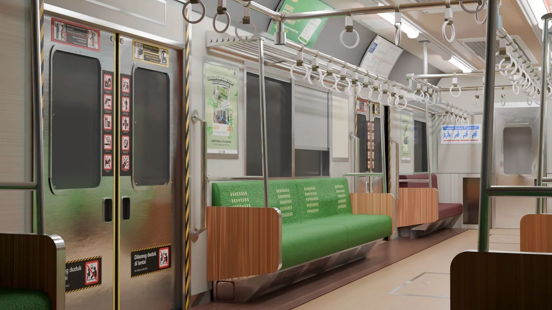 Train Indonesia Interior Low-poly 3D model