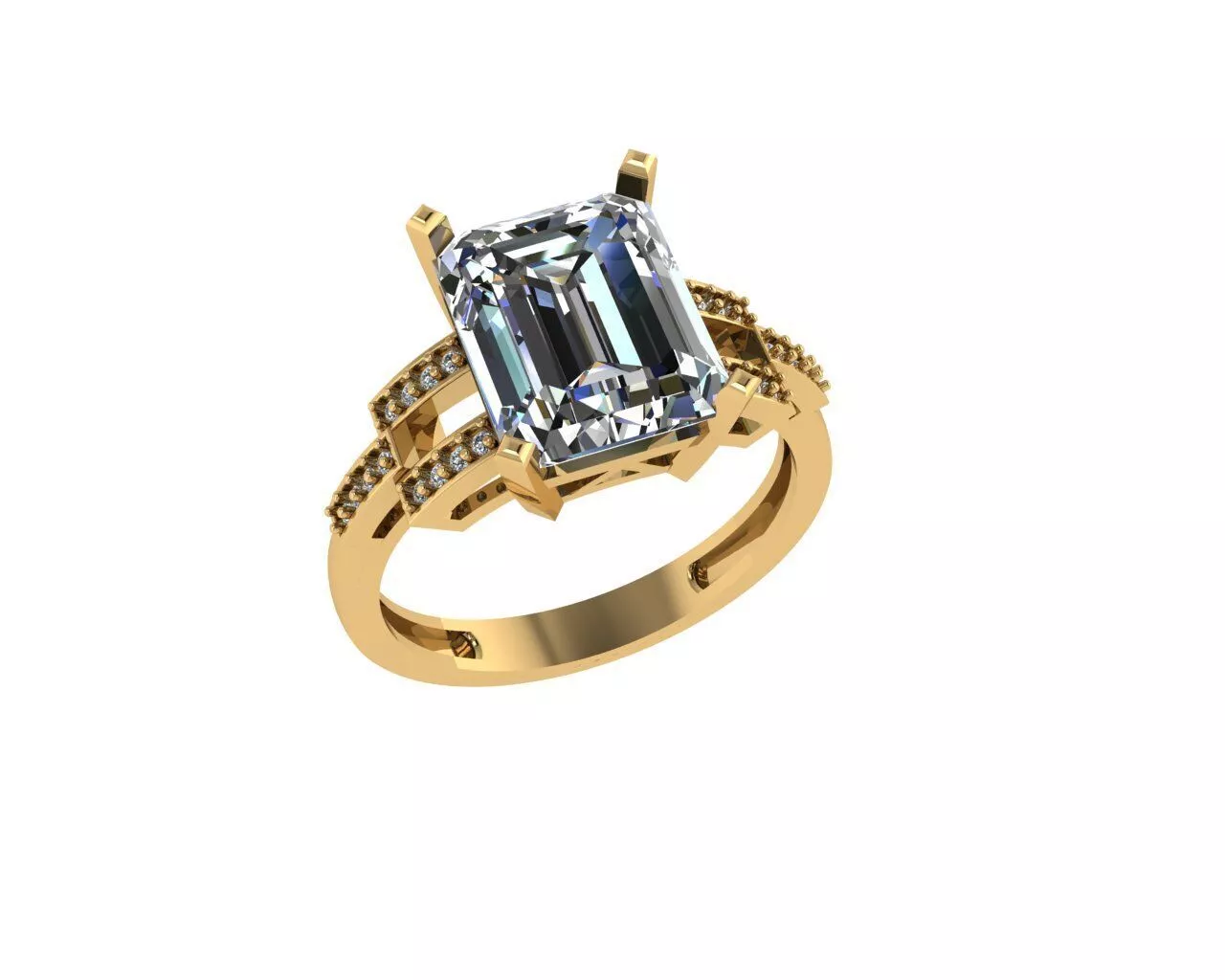 Emerald Cut Diamond Rings 3D print model