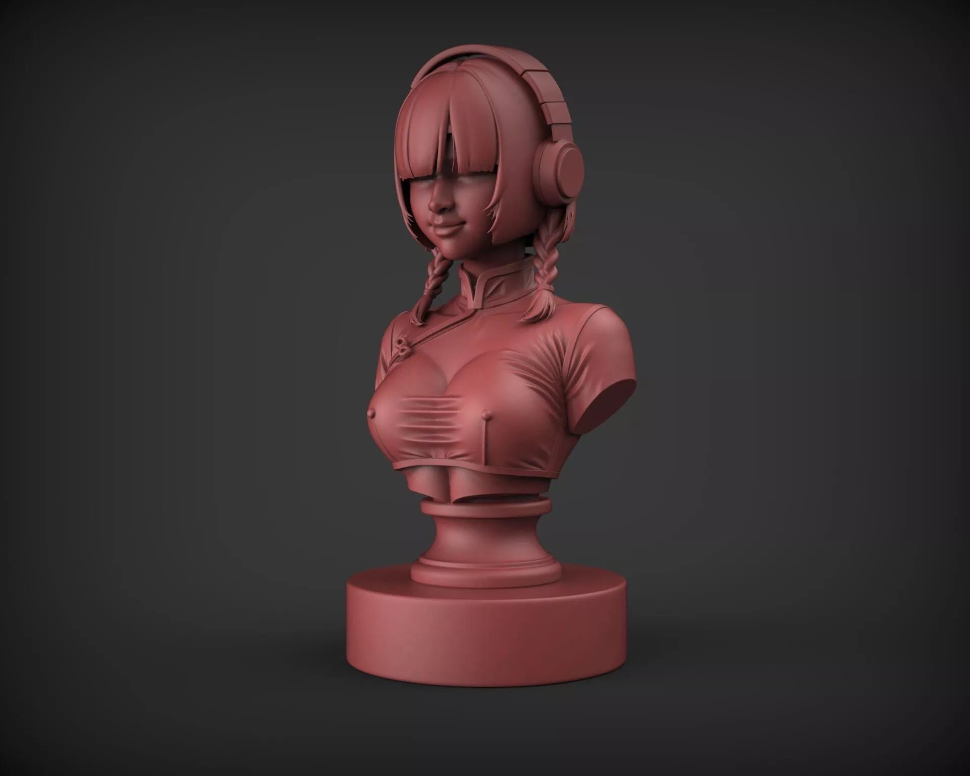Cyber Jade Bust STL Gaming Anime Inspired 3D Printable Figure 3D print model