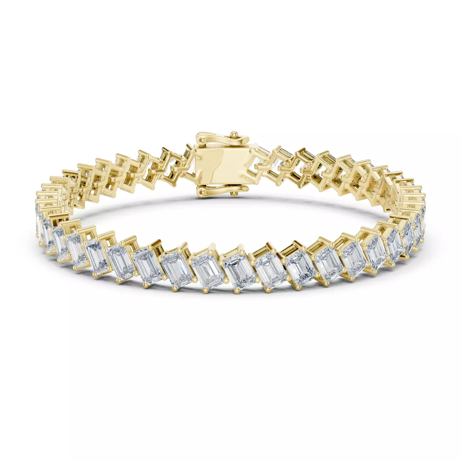 Emerald Cut East-West Diamond Tennis Bracelet 3D Model 3D print model