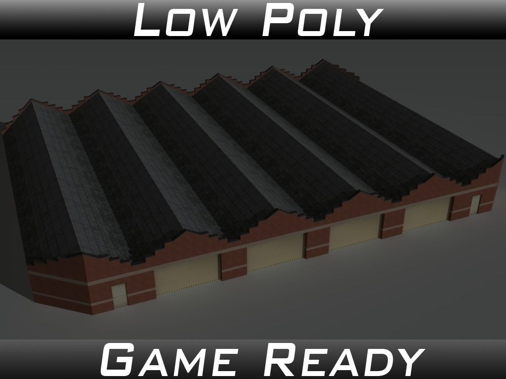 Factory Building 12 Low-poly 3D model_0