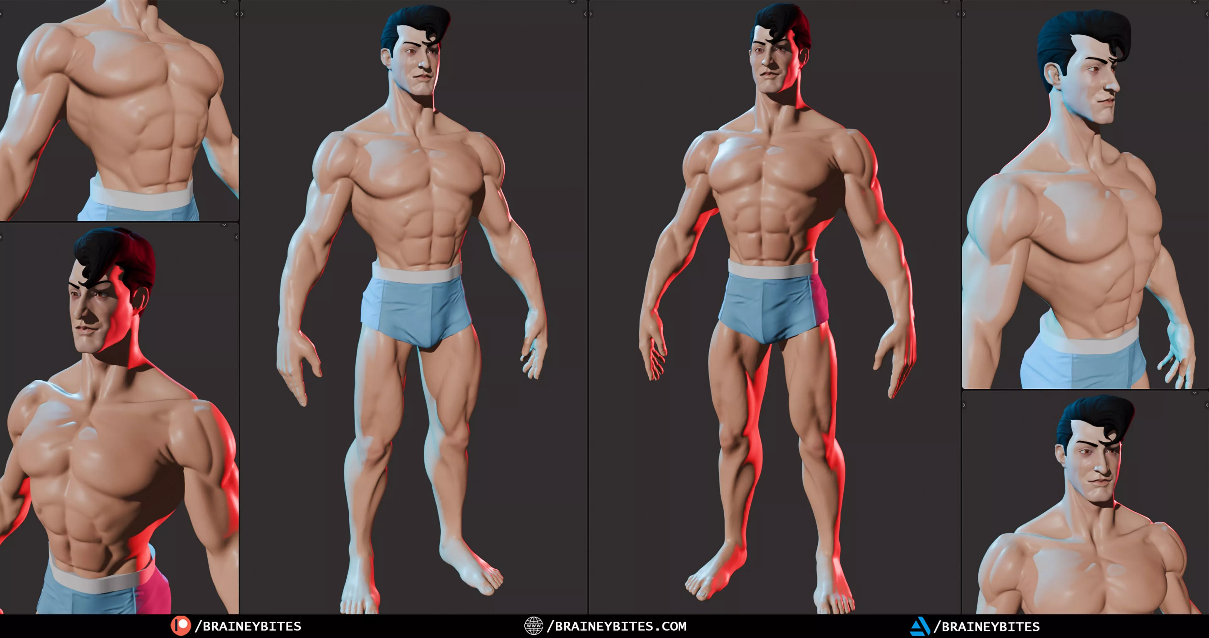 Muscular Stylized Heroic Male Base Anatomy Model 3D model