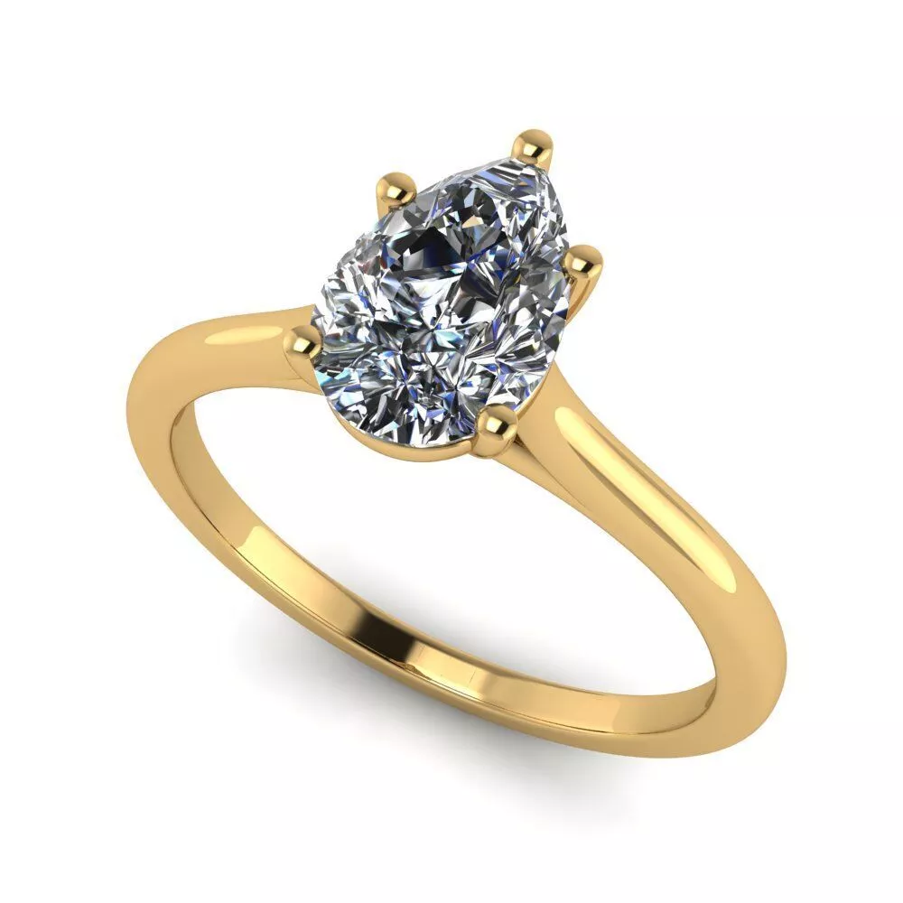 Elegant PearCut Diamond Solitaire Ring 3D Printable Jewelry 3D print model