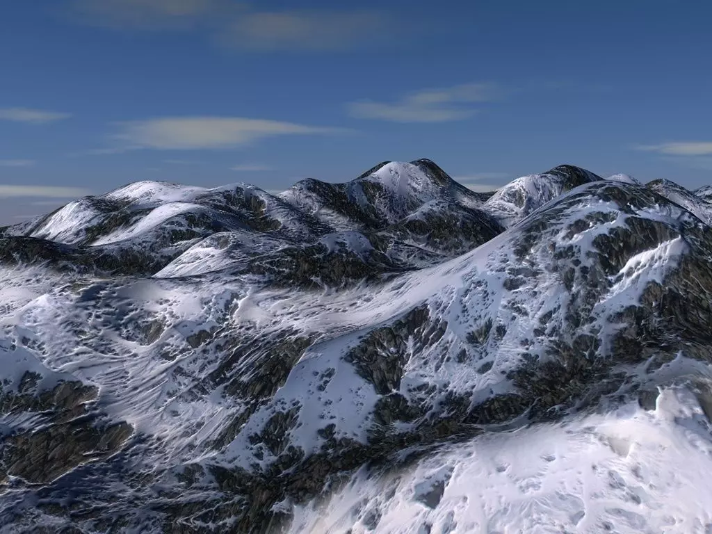 snow mountains terrain Low-poly 3D model