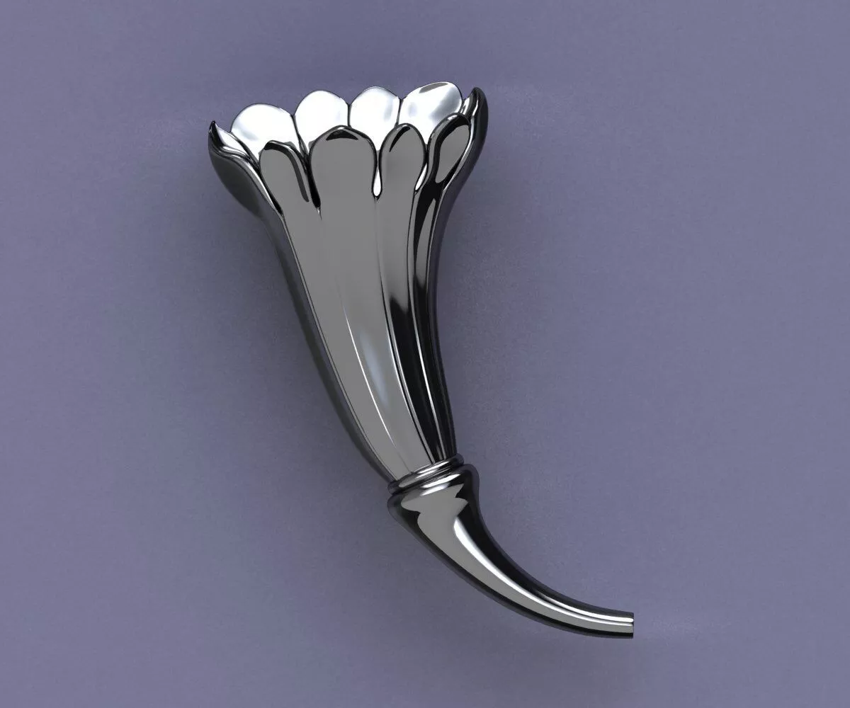 Curved-Stem Floral Structure 3D print model